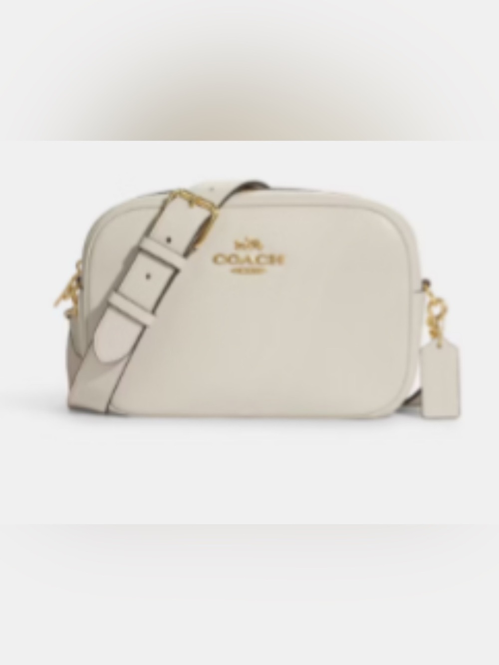 Coach Ivory Pebbled Leather Camera Crossbody with Card Case and Strap